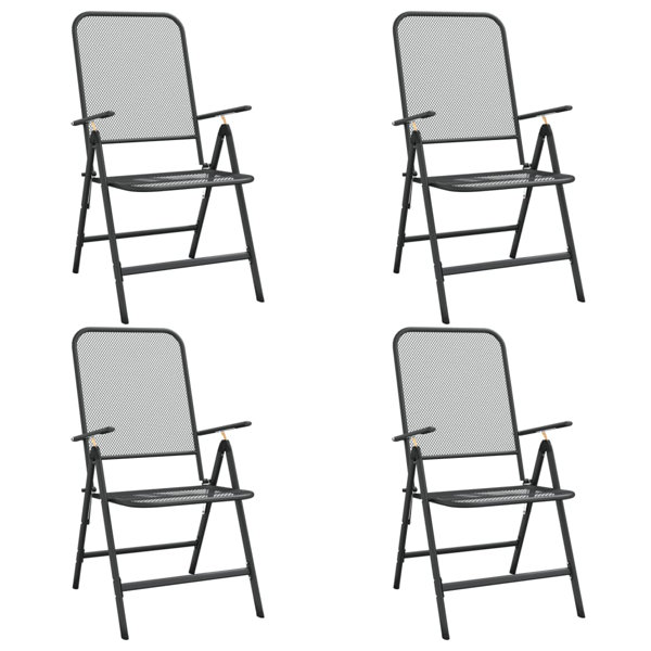 Dakota Fields Folding Garden Chairs 4 Pcs Expanded Metal Mesh
